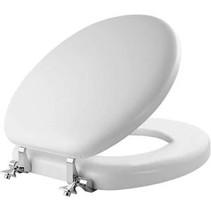 Mayfair Round White Padded Toilet Seat with Chrome Hinges