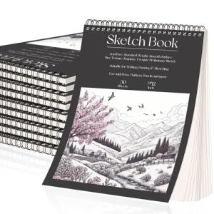 OSIMIG 10 Pack Spiral Bound Sketch Books 9"x12