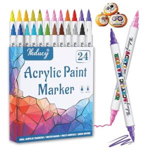 24-Color Dual Tip Acrylic Paint Marker Set