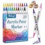 24-Color Dual Tip Acrylic Paint Marker Set