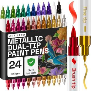 ARTISTRO 24 Metallic Acrylic Dual Tip Paint Markers