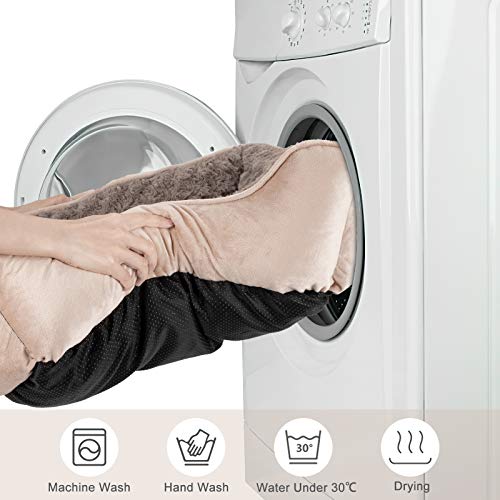 JOEJOY Machine Washable Rectangle Dog Bed, Beige