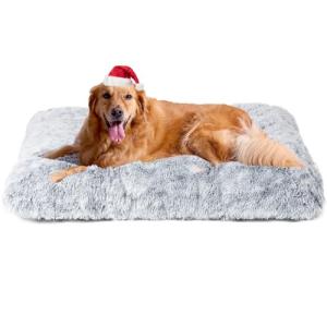 Extra Large Fluffy Dog Crate Bed - Grey