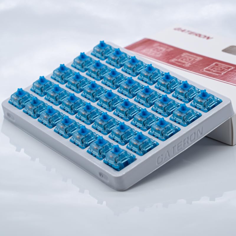Gateron Phantom Blue Clicky Switches, RGB, 35PCS