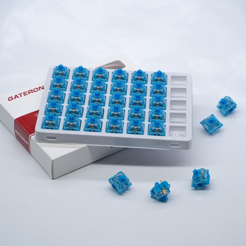 Gateron Phantom Blue Clicky Switches, RGB, 35PCS
