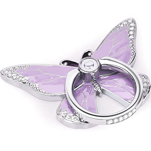 Butterfly 360° Ring Phone Holder Stand - Silver Purple