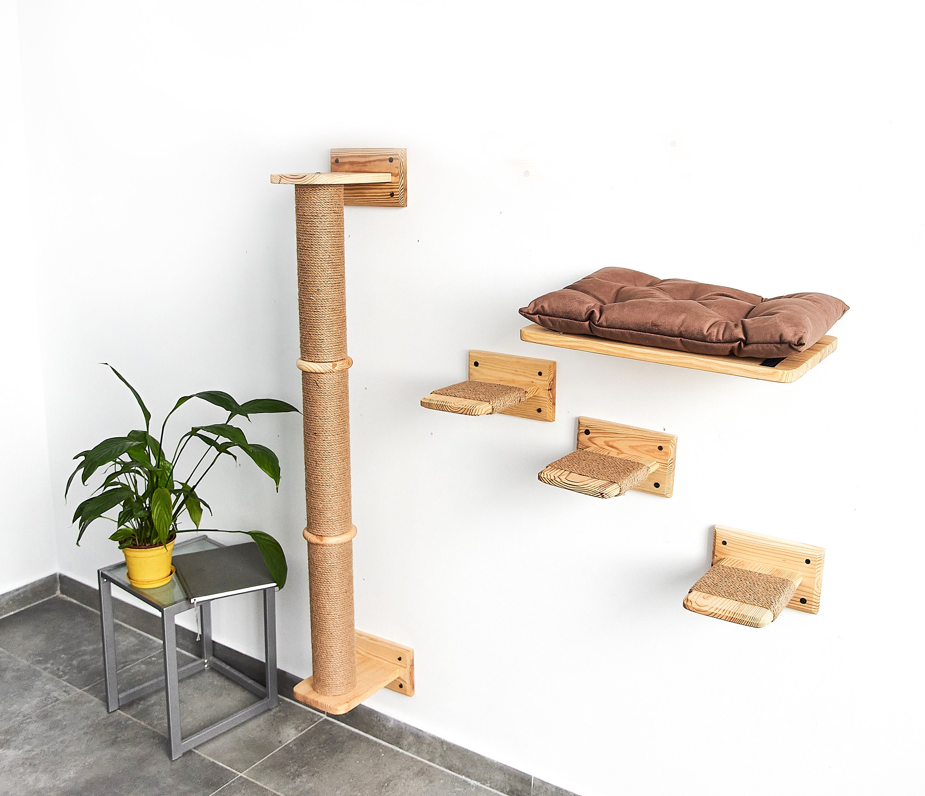 Cat Furniture Set with Shelves and Climbing Pole