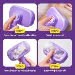 Hertzko Self Cleaning Slicker Brush for Dogs and Cats - Pet Hair Brush for Shedding Long and Short Hair - Easy Clean Retractable Bristles - Cat and Dog Grooming Tool - Purple