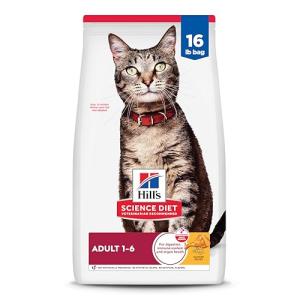 Hill's Science Diet Adult 1-6, Adult 1-6 Premium Nutrition, Dry Cat Food, Chicken Recipe, 16 lb Bag