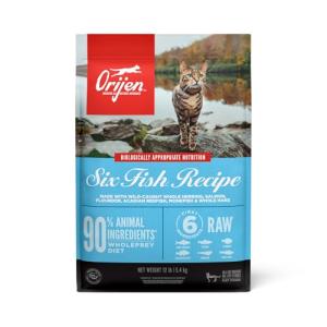ORIJEN Grain Free High Protein Premium Dry Cat Food Six Fish Recipe 12lb Bag