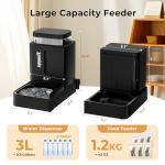ZOMISIA Automatic Cat Feeder and Water Dispenser Set, 2 in 1 Gravity Cat Food Dispenser with 180 Degree Rotatable, Pet Self Feeding Large Capacity for Small Dogs Puppy Kitten, Black, 0.8 Gallon x 2