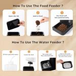 ZOMISIA Automatic Cat Feeder and Water Dispenser Set, 2 in 1 Gravity Cat Food Dispenser with 180 Degree Rotatable, Pet Self Feeding Large Capacity for Small Dogs Puppy Kitten, Black, 0.8 Gallon x 2