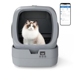 Upfas Automatic Cat Litter Box Self Cleaning App Control Weight