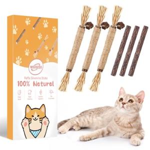 Wousedo 6 Pack Silvervine Sticks Cat Toy Natural Chew Stick For