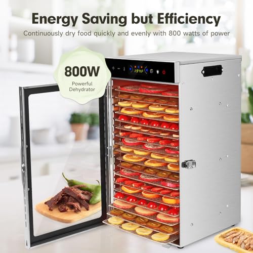 800W 18-Tray Stainless Steel Commercial Food Dehydrator