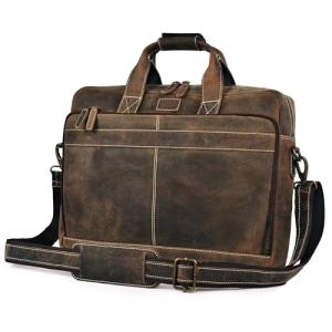 16" Leather Laptop Messenger Bag for Men