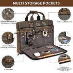 16" Leather Laptop Messenger Bag for Men