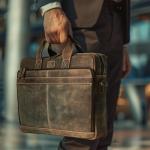 16" Leather Laptop Messenger Bag for Men