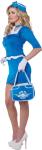 Blue Retro Stewardess Costume for Women with Accessories