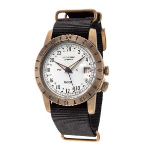Glycine Airman Vintage Noon Bronze Fabric Strap Watch