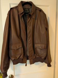 Brown Leather Flight Bomber Jacket - Size 50L