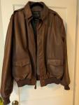 Brown Leather Flight Bomber Jacket - Size 50L