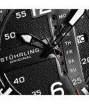 Stuhrling Men's Aviation Leather Watch with Day-Date