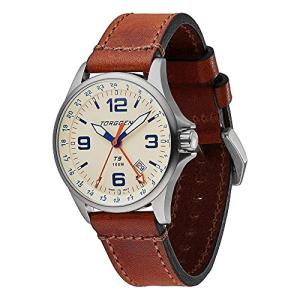 Torgoen T9 GMT Pilot Watch with Brown Leather Strap