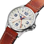Torgoen T9 GMT Pilot Watch with Brown Leather Strap