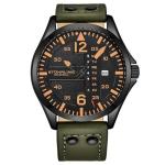 Stuhrling Men's Aviation Leather Watch with Day-Date