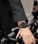 Stuhrling Men's Aviation Leather Watch with Day-Date