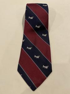 Red Navy Striped Airplane Silk Tie