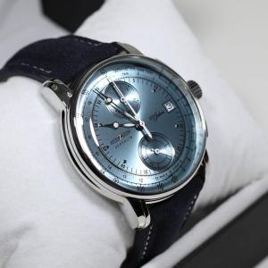 Men's Blue Dial Leather Strap Watch - Zeppelin 8670-4