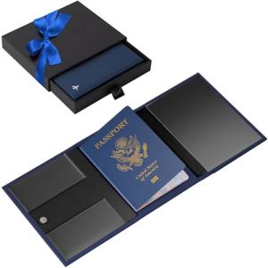 V1 Real Leather RFID Pilot Wallet - Classic Blue
