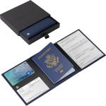 V1 Real Leather RFID Pilot Wallet - Classic Blue