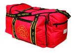 OccuNomix OK-3000 Large Gear Bag, “Firefighter” Woven In Reflective Trim Along Bag Straps, Maltese Cross Logo, 3 Compartments with 2 Outside Zip Pockets, 29” x 17” x 16”, Red