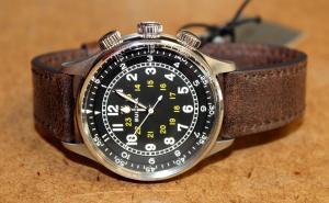 NWOT Bulova A15 Pilot SS Men's Brown Leather Automatic Watch 96A245 [026WEI]
