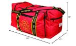 OccuNomix OK-3000 Large Gear Bag, “Firefighter” Woven In Reflective Trim Along Bag Straps, Maltese Cross Logo, 3 Compartments with 2 Outside Zip Pockets, 29” x 17” x 16”, Red