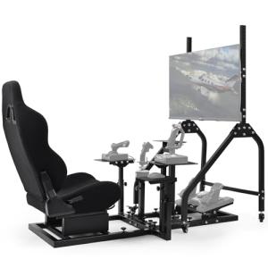Anman Flight Racing Cockpit with Adjustable Monitor Stand