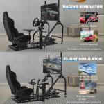 Anman Flight Racing Cockpit with Adjustable Monitor Stand