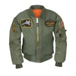 Kids Aviator Flight Jacket with Patches, Sage Green