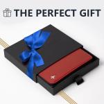 V2 Real Leather RFID-Blocking Pilot Wallet - Red