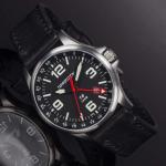 T9 Black GMT Pilot Watch - Swiss Quartz, Leather
