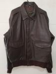 Men's Vintage Leather Bomber Jacket - Size Large