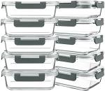 10 Pack 30 oz Glass Meal Prep Containers