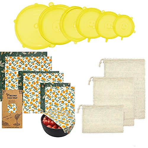 Eco-Friendly Beeswax Wraps and Silicone Lids Set