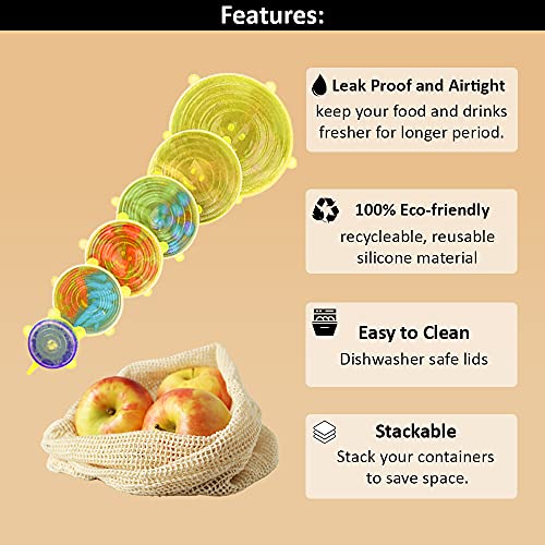 Eco-Friendly Beeswax Wraps and Silicone Lids Set