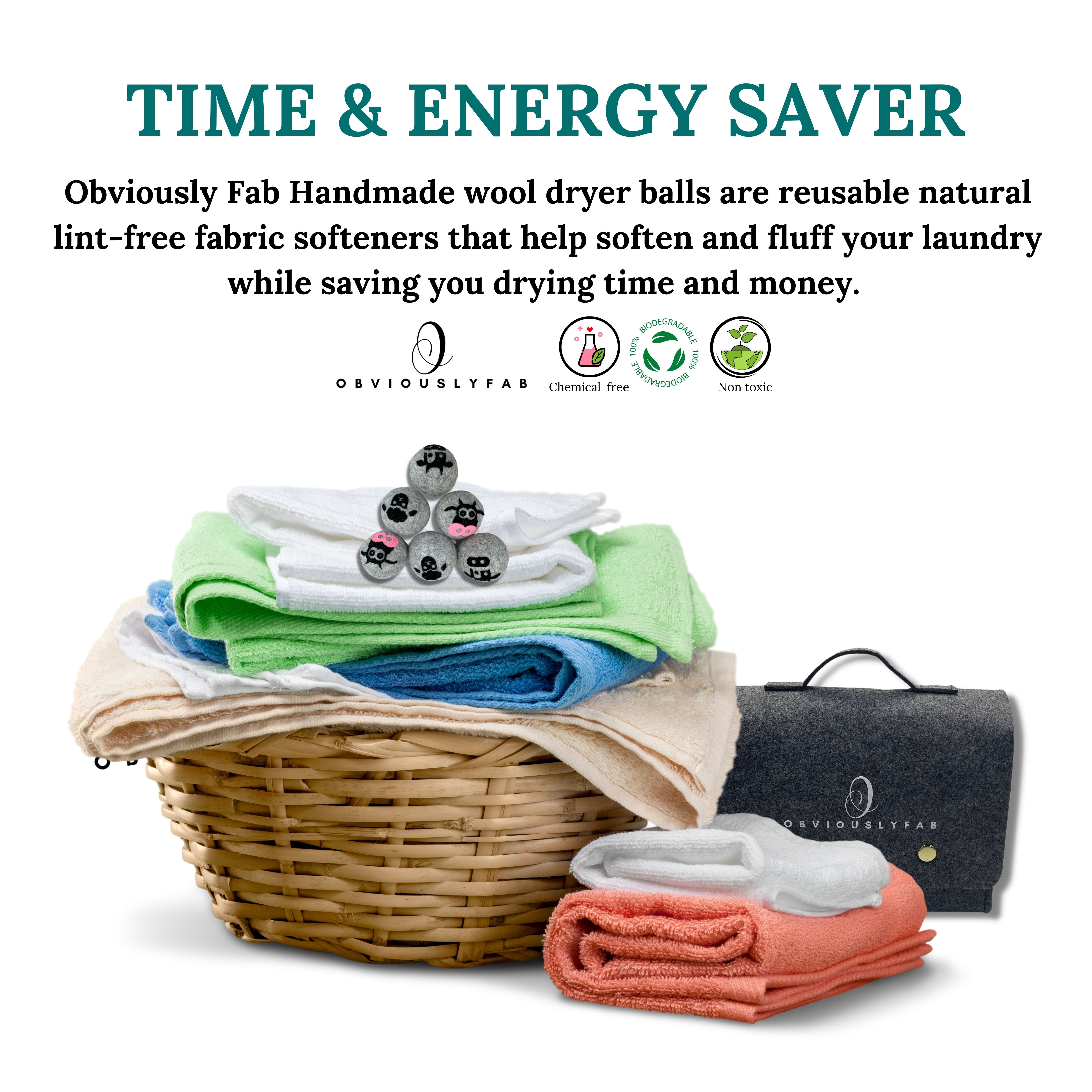 Eco-Friendly 6-Pack Large Wool Dryer Balls