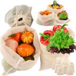 8 Reusable Cotton Mesh Bags for Produce