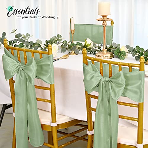 50 Pcs Sage Green Satin Chair Sashes